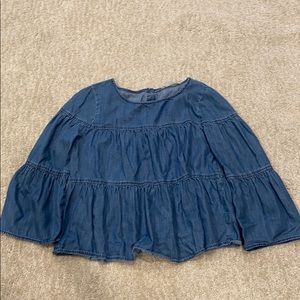Madewell bell sleeve denim top size S.